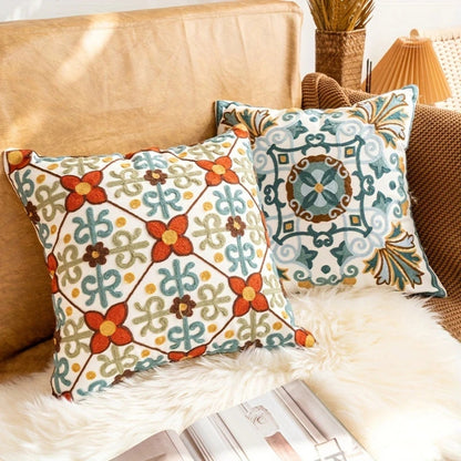Aureus Sofa Cushion Covers - Embroidered Microfiber, 18x18