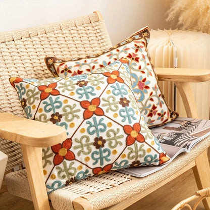 Aureus Sofa Cushion Covers - Embroidered Microfiber, 18x18