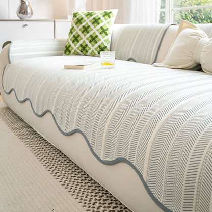 Textured Throw Blanket with Scalloped Edges – Soft Microfiber Furniture Protector for Sofa, Bed & Chair – Breathable All-Season