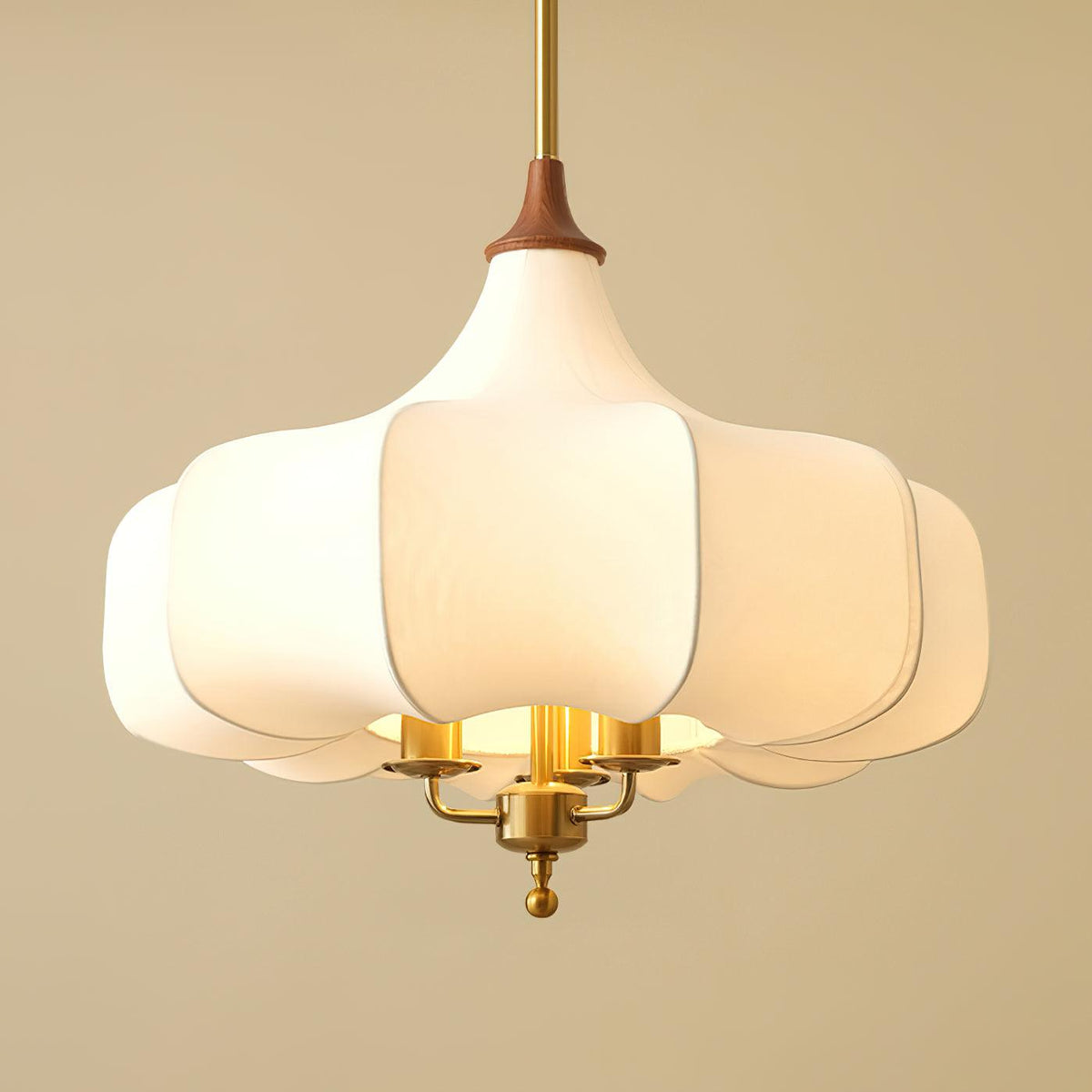 Layered Wood Hanging Light Fixture Adjustable Height Ceiling Lamp 20-24 Inches Multi-Material Dining Room Living Room Bedroom