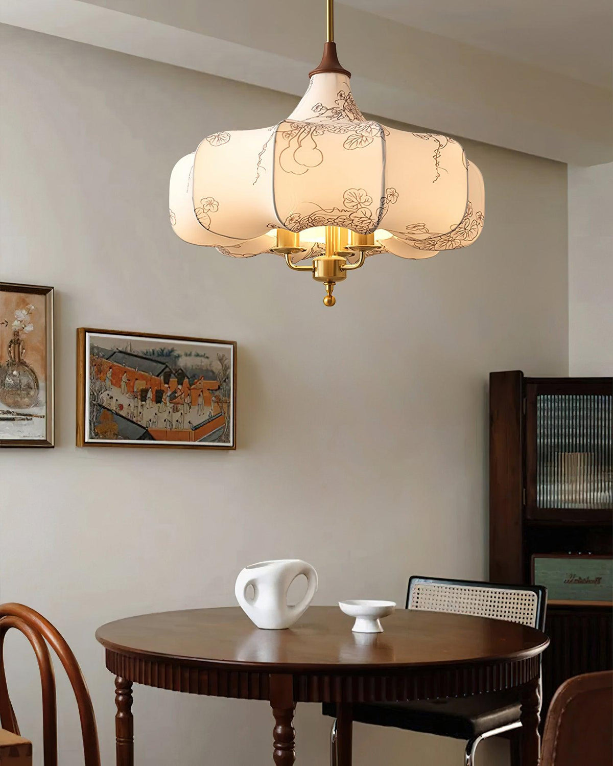 Layered Wood Hanging Light Fixture Adjustable Height Ceiling Lamp 20-24 Inches Multi-Material Dining Room Living Room Bedroom