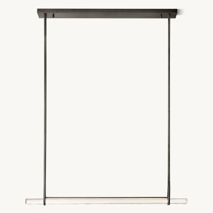 Linear Crystal Chandelier 60 Inch – Brass Frame with 10 Hanging Prisms – LED Lighting for Dining Room & Entryway