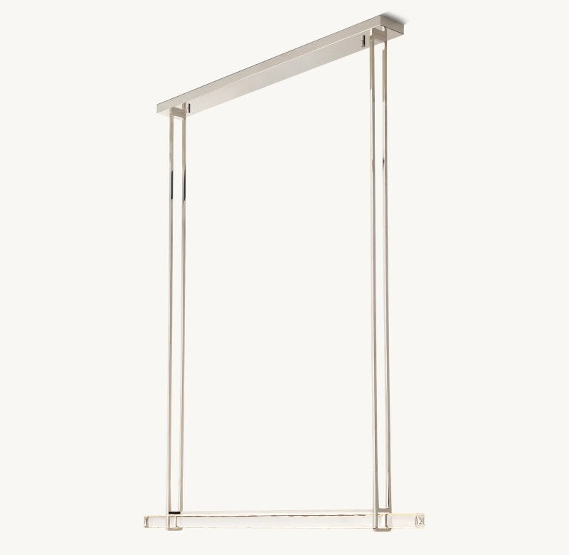 Linear Crystal Chandelier 60 Inch – Brass Frame with 10 Hanging Prisms – LED Lighting for Dining Room & Entryway