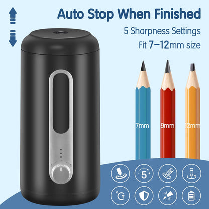 Ortekor Automatic Electric Pencil Sharpener with Ultra-Fast Precision | Rechargeable & Cordless for Effortless Sharpening