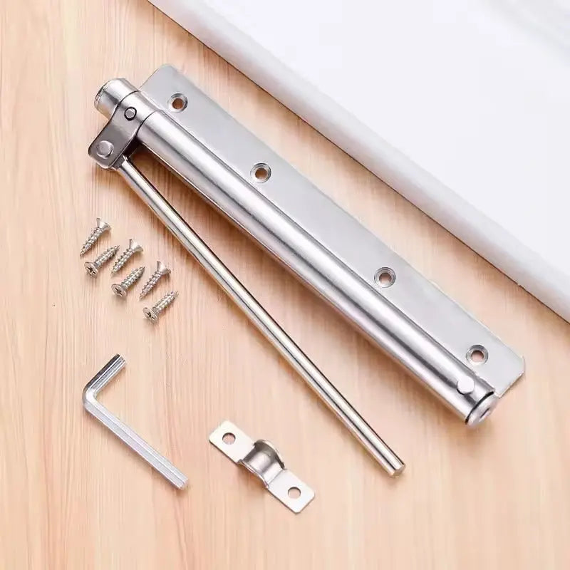 Hydraulic Door Closer for Interior Doors 7.3 Inch Silver & Black Adjustable Close Speed Left Right Mount Home Office Bedroom Hallway