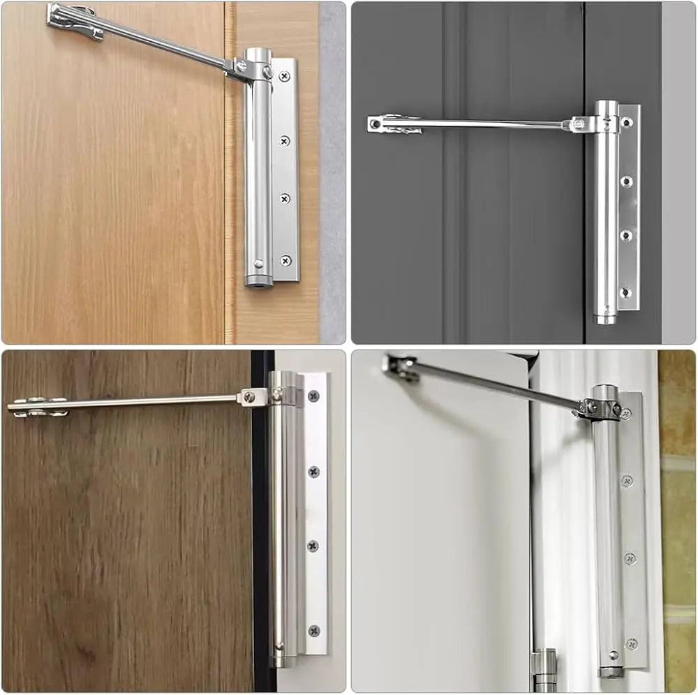 Hydraulic Door Closer for Interior Doors 7.3 Inch Silver & Black Adjustable Close Speed Left Right Mount Home Office Bedroom Hallway
