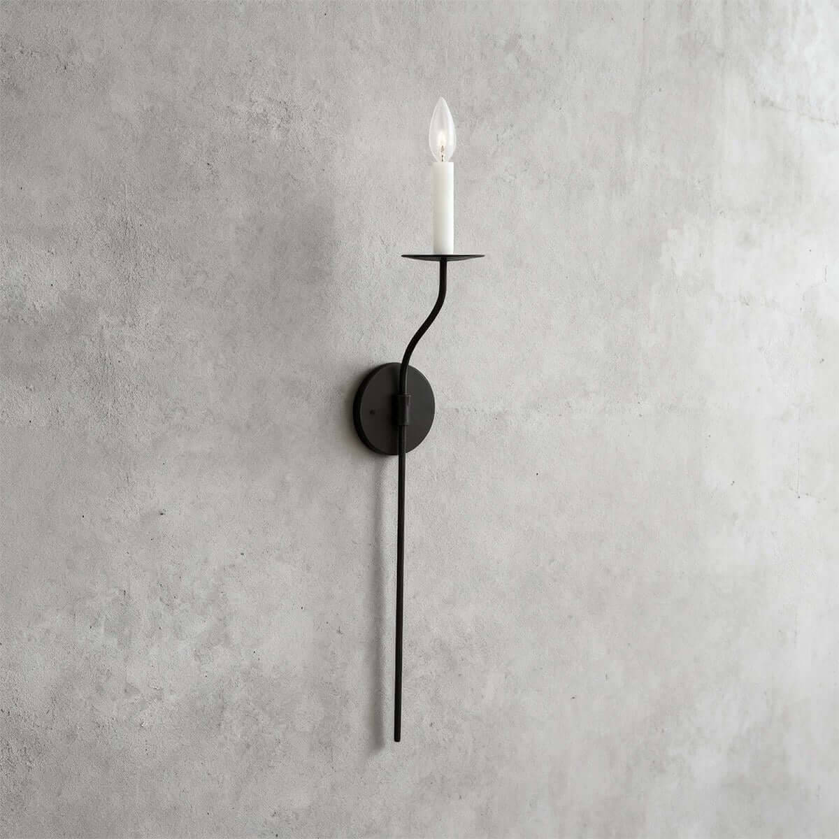 Sculptural Candelabra Sconce 29-Inch Brass or Black Metal E14 Socket Accent Fixture for Bedroom Hallway Entryway Ambient Glow Home Décor