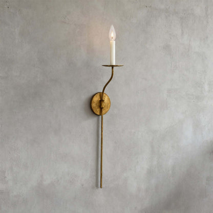 Sculptural Candelabra Sconce 29-Inch Brass or Black Metal E14 Socket Accent Fixture for Bedroom Hallway Entryway Ambient Glow Home Décor