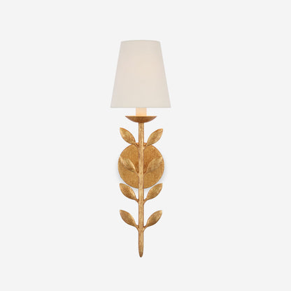 Slim Upright Fabric Sconce Light 20 Inches Tall for Powder Room Mirror Vanity Hallway Accent Walls Dimmable Socket Antique Metal
