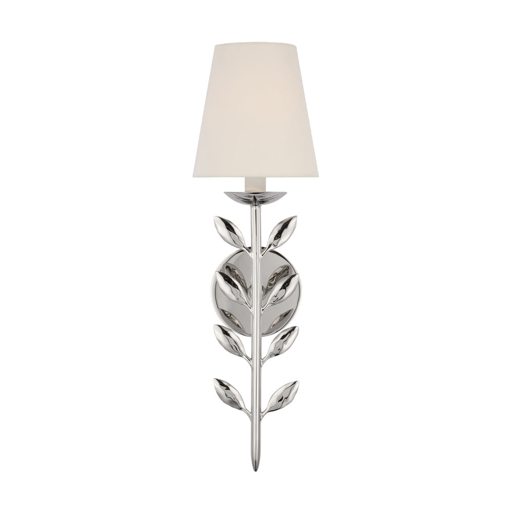 Slim Upright Fabric Sconce Light 20 Inches Tall for Powder Room Mirror Vanity Hallway Accent Walls Dimmable Socket Antique Metal