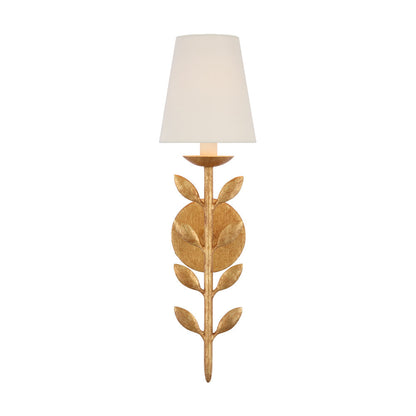 Slim Upright Fabric Sconce Light 20 Inches Tall for Powder Room Mirror Vanity Hallway Accent Walls Dimmable Socket Antique Metal