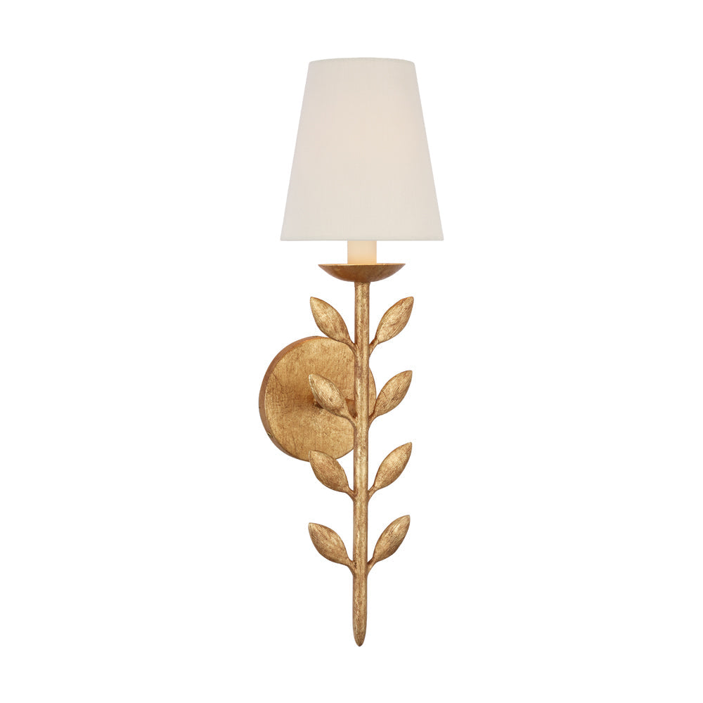 Slim Upright Fabric Sconce Light 20 Inches Tall for Powder Room Mirror Vanity Hallway Accent Walls Dimmable Socket Antique Metal
