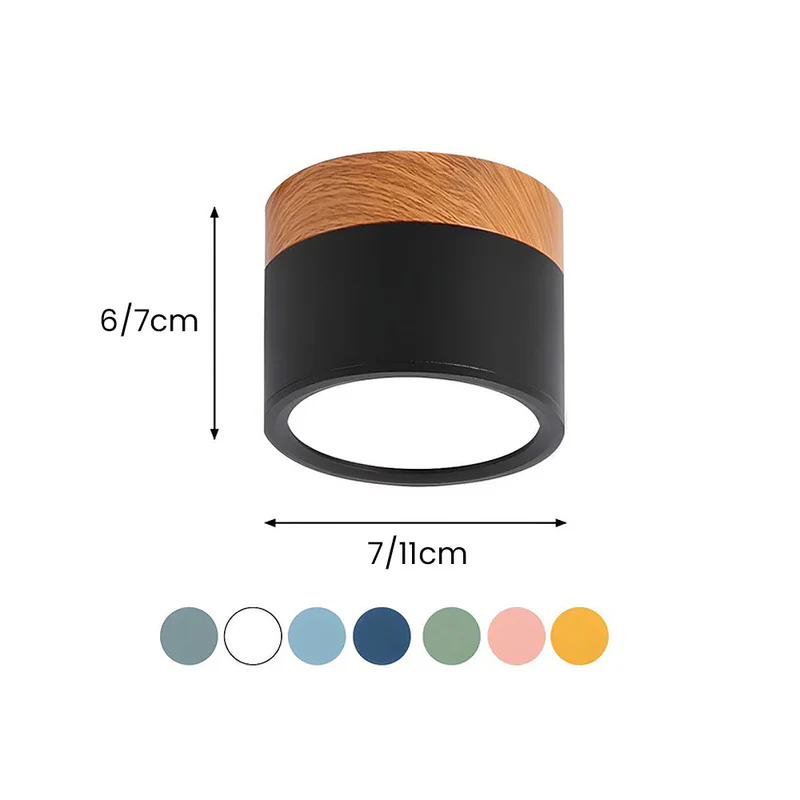 Modern Ceiling Light | Minimalist Aluminum Fixture with Wood Accent | Focused Lighting for Stylish Interiors