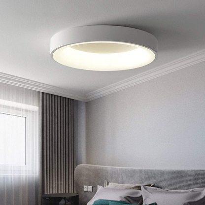 Round LED Overhead Fixture for Bedroom & Hallway – Ultra-Slim Iron & Acrylic Disc – Dimmable Options for Living Room & Entryway