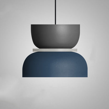 Single-Bulb Metal Hanging Fixture with Adjustable Cord in Vibrant Two-Tone Hues for Kitchen Island Dining Room Bedroom