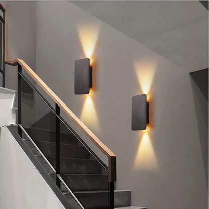 Rectangular Metal Wall Sconce with Warm LED Light for Bedroom & Living Room | Modern Hardwired Fixture in Gold, Black, White, Gray & Brown