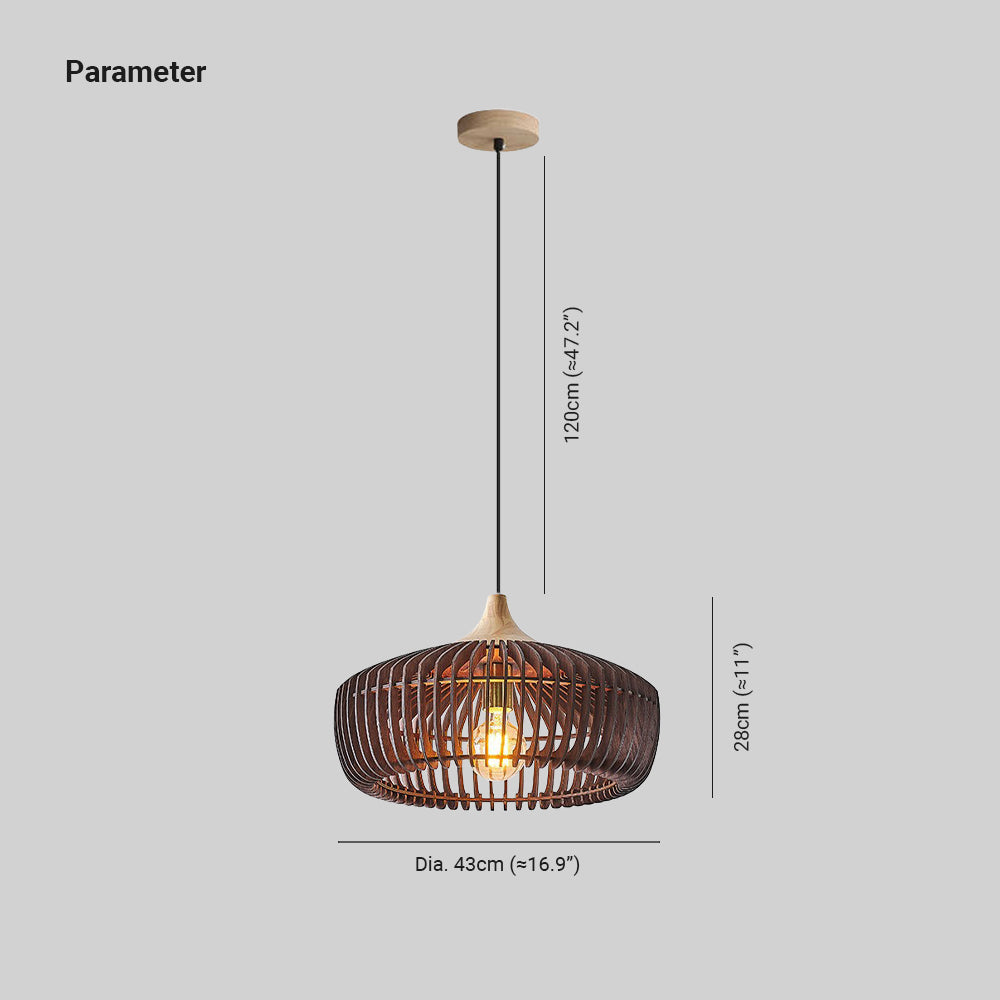 Wooden Dome Pendant Light with Slatted Design for Bedroom, Living Room & Dining Areas | Hanging Ceiling Fixture