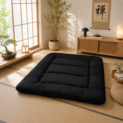 Foldable Floor Mattress 4-Inch Thick Quilted Sleeping Pad Roll-Up Guest Bed Tatami-Style Mat for Bedroom Dorm Meditation Adults Kids