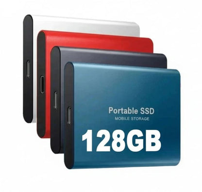 Portable External SSD Drive 128GB USB-C Aluminum Storage for PC Mac Laptop PS5 Xbox Smartphone Fast Transfer Speed Plug and Play Compact Sol
