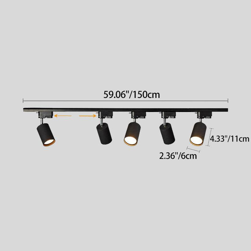 Adjustable LED Track Lighting 3-Head Directional Ceiling Spotlight Metal Rail Fixture for Kitchen Living Room Bedroom Modern Home