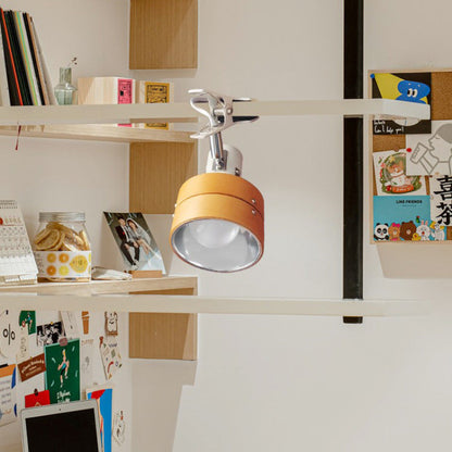Japanese-Style Clip-On Wall Sconce with Wooden Shade and Round Design for Bedroom or Living Room Accent Lighting