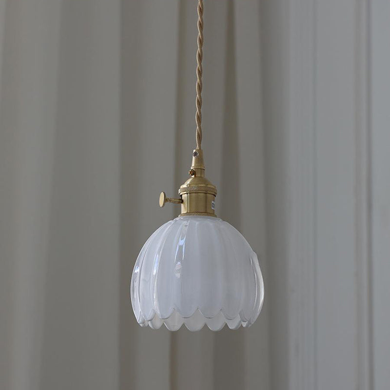 Glass Pendant Light with Brass Accents & Color Options for Dining Room, Living Room, Bedroom