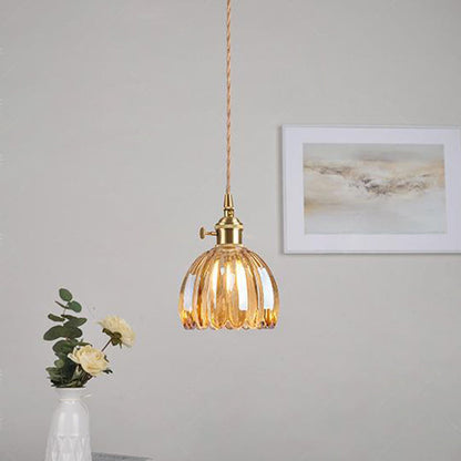 Glass Pendant Light with Brass Accents & Color Options for Dining Room, Living Room, Bedroom