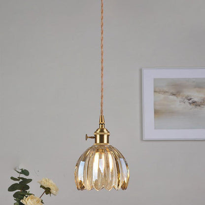 Glass Pendant Light with Brass Accents & Color Options for Dining Room, Living Room, Bedroom