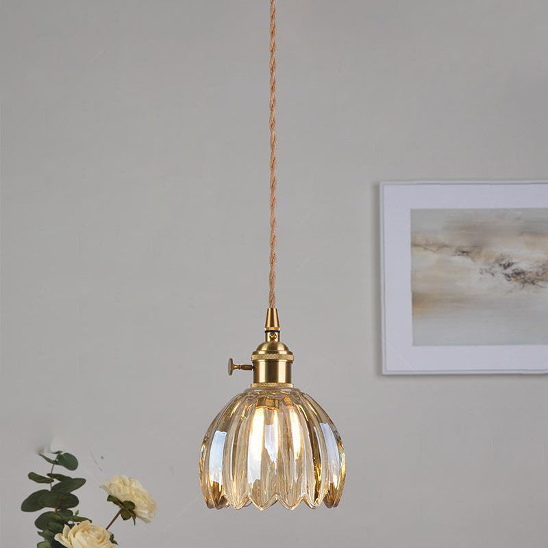 Glass Pendant Light with Brass Accents & Color Options for Dining Room, Living Room, Bedroom