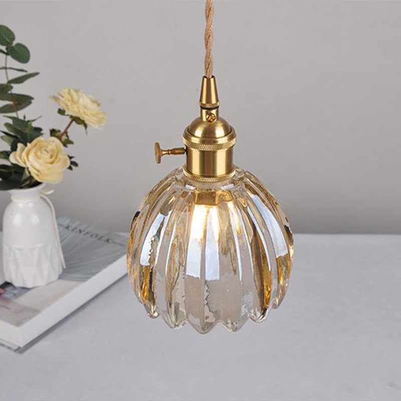 Glass Pendant Light with Brass Accents & Color Options for Dining Room, Living Room, Bedroom