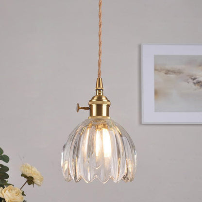 Glass Pendant Light with Brass Accents & Color Options for Dining Room, Living Room, Bedroom