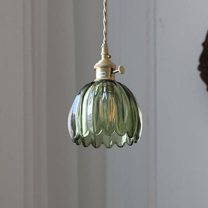 Glass Pendant Light with Brass Accents & Color Options for Dining Room, Living Room, Bedroom