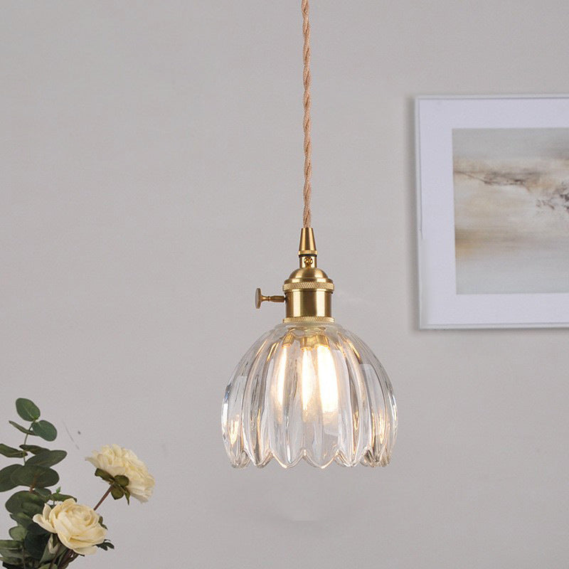 Glass Pendant Light with Brass Accents & Color Options for Dining Room, Living Room, Bedroom