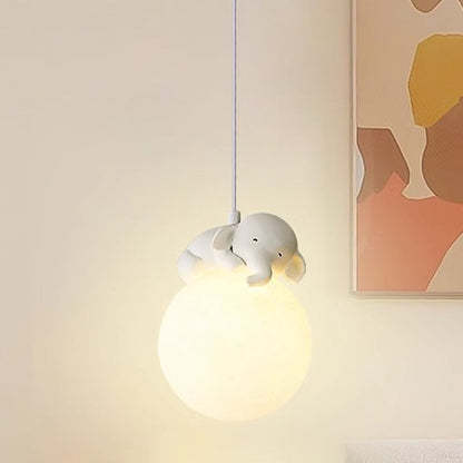 White Pendant Light with Animal Shapes for Kids Room, Adjustable G9 Socket Ceiling Lamp for Nursery Bedroom