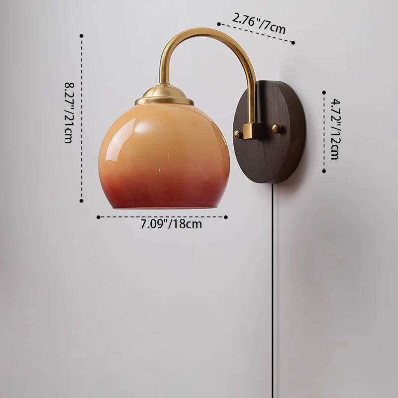 Ash Wood Sconce with Glass Shade Natural Hardwood Fixture E26 Socket Bedroom Hallway Reading Light Warm Ambient Lighting