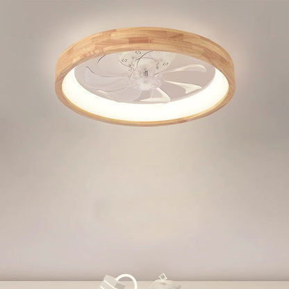 Ceiling Fan with Light 20 Inch Low Profile LED Fan Light Wood Finish Flush Mount for Bedroom Living Room Japanese Style Reversible Blades