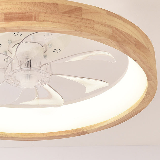 Wood Ceiling Fan with Light 20 Inch LED Fixture for Bedroom Living Room Quiet Modern Japanese Style Home Ventilation Lighting