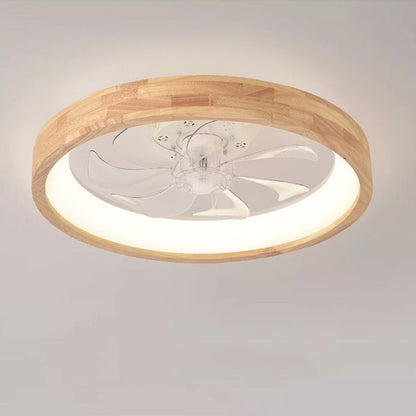 Ceiling Fan with Light 20 Inch Low Profile LED Fan Light Wood Finish Flush Mount for Bedroom Living Room Japanese Style Reversible Blades