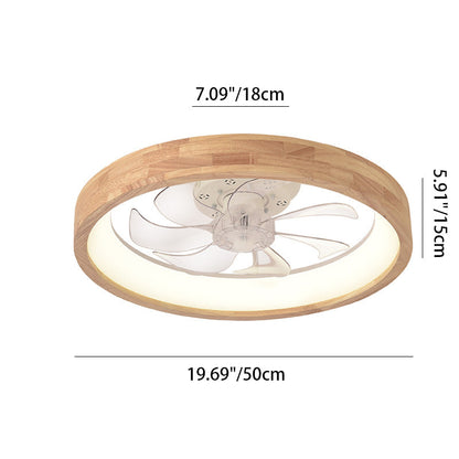 Ceiling Fan with Light 20 Inch Low Profile LED Fan Light Wood Finish Flush Mount for Bedroom Living Room Japanese Style Reversible Blades