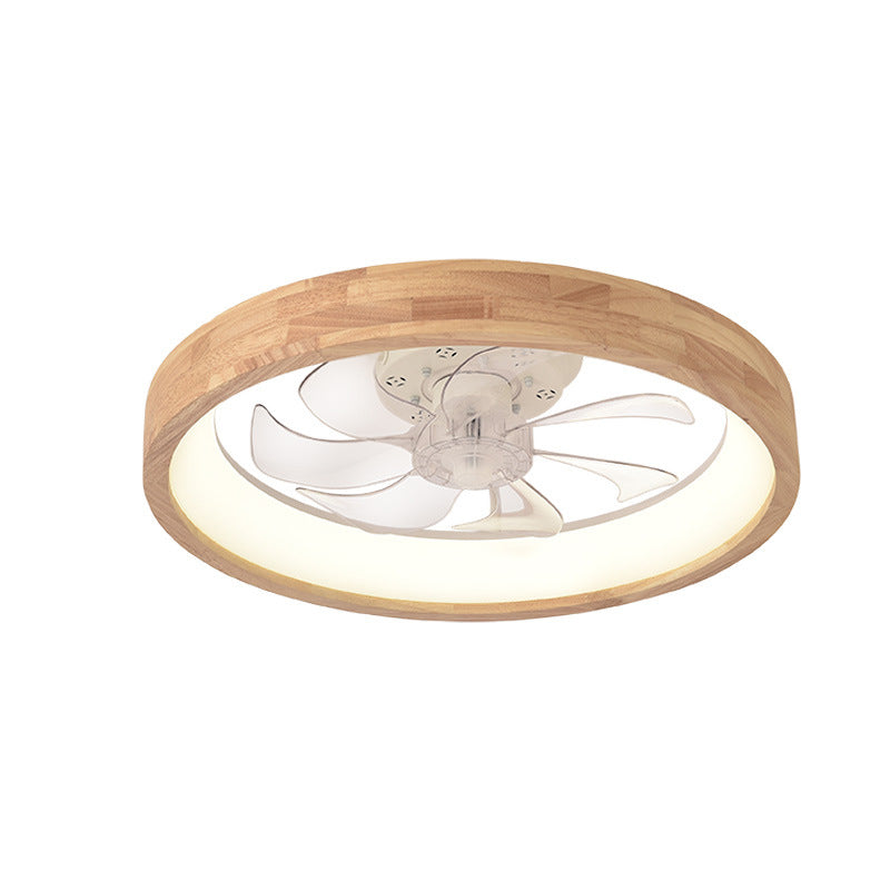 Wood Ceiling Fan with Light 20 Inch LED Fixture for Bedroom Living Room Quiet Modern Japanese Style Home Ventilation Lighting