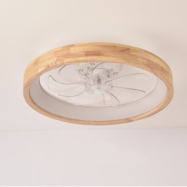 Wood Ceiling Fan with Light 20 Inch LED Fixture for Bedroom Living Room Quiet Modern Japanese Style Home Ventilation Lighting