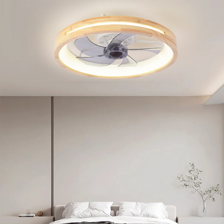Wood Ceiling Fan with Light 20 Inch LED Fixture for Bedroom Living Room Quiet Modern Japanese Style Home Ventilation Lighting