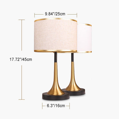 Retro Accent Lamp with Cloth Shade – Iron Body, Standard Base, 18 in Height – Perfect for Nightstand, Study, Den