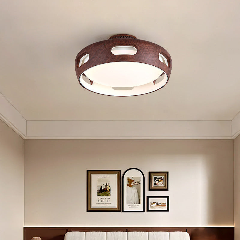 Dimmable LED Flush Mount Fan Light with Remote Control 15 Inch White Acrylic Fixture for Bedroom Living Room Hallway Quiet Air Circulation L