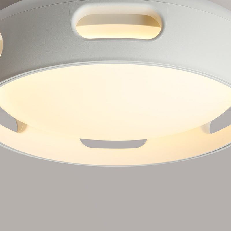 Dimmable LED Flush Mount Fan Light with Remote Control 15 Inch White Acrylic Fixture for Bedroom Living Room Hallway Quiet Air Circulation L
