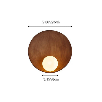 Modern Glass Shade Sconce 9 in Square Hardwired Fixture for Bedroom Study Hallway Ambient Light White Wood Accent Resin & Metal Frame LED Co