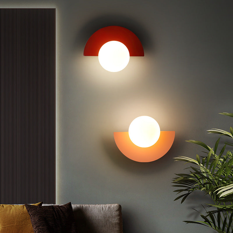 Half-Moon Glass Wall Sconce with Colorful PVC Globe for Living Room & Bedroom | Modern Indoor Accent Lighting Fixture