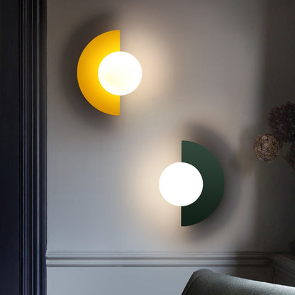 Half-Moon Glass Wall Sconce with Colorful PVC Globe for Living Room & Bedroom | Modern Indoor Accent Lighting Fixture