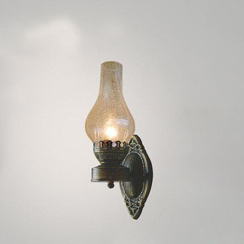 Oil-Inspired Bronze Sconce with Curved Glass Shade – Hardwired E26 Socket for Hallways & Bedrooms – 16.5 in Tall Vintage Fixture for Entrywa