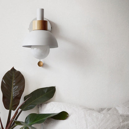 Globe Wall Light with Pull Chain Switch for Bedroom & Living Room – Dome Shade Sconce, Vintage-Inspired Design
